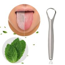 Limpador raspador de língua em aço inox para limpeza bucal raspa lingua limpeza higieniza boca acaba com mal hálito saúde bucal