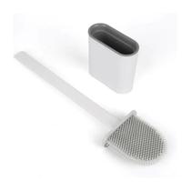 Limpador Vaso Sanitario Em Silicone Escovinha De Banheiro Com Suporte Cor:Branco