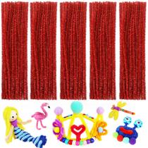 Limpadores de cachimbo Bundooraking Craft Art Supplies (Red Glitter)