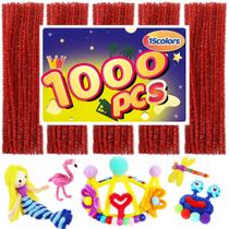 Limpadores de cachimbo Bundooraking Red Glitter 1000 unidades 6,5 mm x 30,5 cm