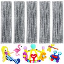 Limpadores de cachimbo Bundooraking Silver Glittery 200 unidades 6,5 mm x 30,5 cm