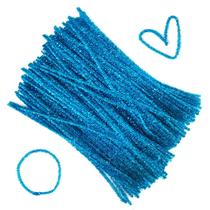 Limpadores de cachimbo Carykon Glitter Tinsel 30 cm, azul claro, 200 unidades