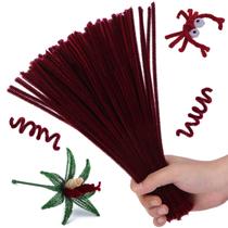 Limpadores de cachimbo Hssugi 100PCS Christmas Craft Supplies Wine Red
