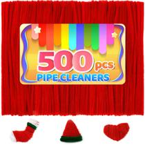 Limpadores de cachimbo IOOLEEM Red Chenille Stems 500 unidades para artesanato Limpadores de cachimbo IOOLEEM Red Chenille Stems 500 unidades para artesanato