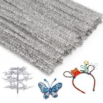 Limpadores de cachimbo Iuuidu Chenille Stem Glitter Silver 100 unidades Limpadores de cachimbo Iuuidu Chenille Stem Glitter Silver 100 unidades
