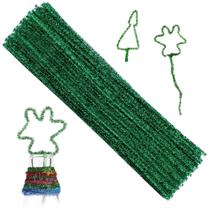 Limpadores de cachimbo Zulary Glitter Green 100 peças para artesanato DIY