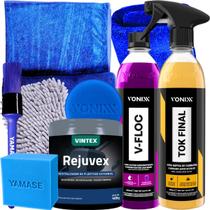 Limpeza completa shampoo neutro de alto rendimento Vfloc, cera líquida acabamento brilhante Tok Final e revitalizador para plásticos externos Rejuvex