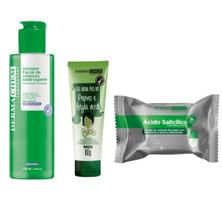 Limpeza Facial Adstringente P/ Peles Oleosas 1 Sabonte + 1 Ativador + 1 Gel Peel Off Argila Verde