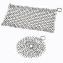 Limpeza para Ferro Fundido Edgnb Esfregão de Malha de Aço Inox 20 x 15 cm e 13 x 13 cm Limpeza para Ferro Fundido Edgnb Esfregão de Malha de Aço Inox 20 x 15 cm e 13 x 13 cm