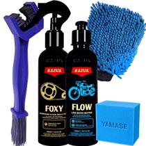 Limpeza profunda e Segura Brilho Natural Flow Removedor de Óleo Graxa Foxy Razux Escova Corrente Js