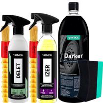 Limpeza Roda Pneu Pretinho Darker 1,5L Limpador Plasticos Borrachas Delet 500ml Spray Descontaminante Ferroso Removedor Ferrugem Izer 500ml Vonixx