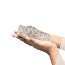 Linda Coroa Para Noiva, Debutantes E Miss. Com Strass E Metal Prata. Porta Coque, Arranjo, Tiara T15