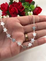 Linda Corrente Choker Estrela Prata Maciça 925