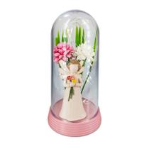 Linda Luminária Anjo Encantado Base Rosa
