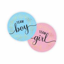 Lindo Adesivo Chá Revelação Team Girl Boy 120un Rosa/azul - Fixa Personalizados