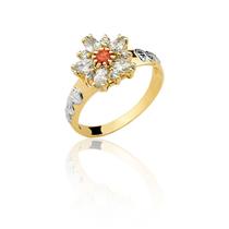 Lindo Anel De Formatura Feminino Flor Em Ouro 18k!!!! A57