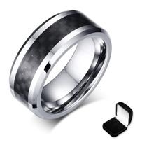 Lindo Anel Masculino Tungstênio E Fibra De Carbono Preto Lindo Anel Masculino Tungstênio E Fibra De Carbono Preto