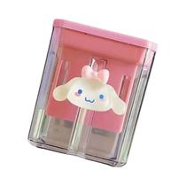 Lindo Apontador De Lápis Portátil Hello Kitty Cinnamoroll My Melody Com Furo Duplo Para Estudantes