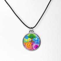 Lindo colar artesanato artistico medalha com arte em resina