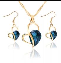 Lindo Conjunto De Colar E Brincos Coração ul Lindo Conjunto De Colar E Brincos Coração ul