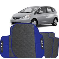 LINDO JOGO TAPETE 4 PEÇAS CARRO AUTOMOTIVO NA COR AZUL Honda Fit 2007 a 2014 TODOS EMBORRACAHDO EC