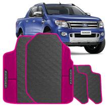 LINDO JOGO TAPETE 4 PEÇAS CARRO AUTOMOTIVO NA COR ROSA Ford Ranger 2015 A 2020 Cabine Dupla TODOS EMBORRACAHDO ECOLOGIC