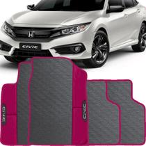 Lindo jogo tapete 4 peças carro automotivo na cor rosa honda civic 2015 a 2021 todos emborracahdo e