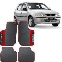 Lindo jogo tapete 4 peças carro automotivo na cor vermelha chevrolet celta 2000 a 2006 todos emborr