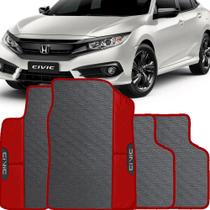 Lindo jogo tapete 4 peças carro automotivo na cor vermelho honda civic 2015 a 2021 todos emborraca