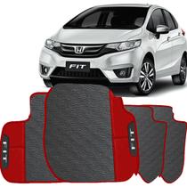LINDO JOGO TAPETE 4 PEÇAS CARRO AUTOMOTIVO NA COR VERMELHO Honda Fit 2015 A 2019 TODOS EMBORRACAHD