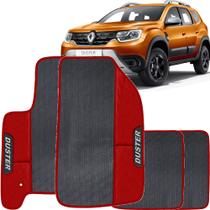 Lindo jogo tapete 4 peças carro automotivo na cor vermelho renault duster 2017 a 2021 todos emborra