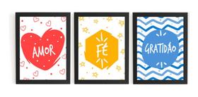 Lindo Kit 3 Quadros Fé Amor E Gratidão Coloridos Lindo Kit 3 Quadros Fé Amor E Gratidão Coloridos