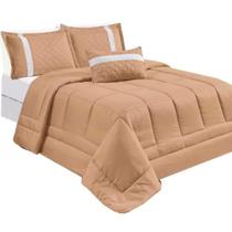 lindo kit casal queen 5 peças santos varias cores com almofada