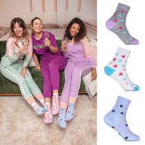 Lindo Kit Com 05 Pares De Meias Femininas Cano Longo Em Algodão OFERTA Envio Imediato