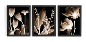 Lindo Kit De 3 Quadros Flores Douradas Traz Paz Ao Seu Lar Lindo Kit De 3 Quadros Flores Douradas Traz Paz Ao Seu Lar