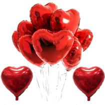 Lindo Kit Romantico 10 Balões Metalizado Coração 45cm