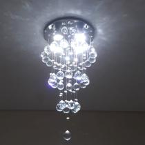 Lindo Lustre de Cristal com 40cm de Altura ,Para Sala de Jantar/Estar Base de Inox Polido de 30cm de Diâmetro