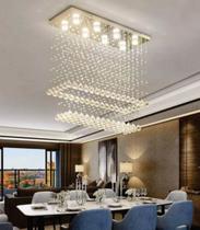 Lindo Lustre de Cristal para Recepção/Hotel de Luxo com 50cm de Altura , Base 70x20cm Inox Espelhada.