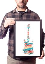 Lindo Quadro A3 Bandas De Rock Guitarra Word Cloud