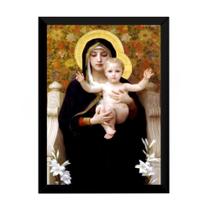 Lindo Quadro Arte Bouguereau Virgem Maria Menino Jesus 42x29