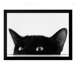 Lindo Quadro Decorativo Minimalista Gato Curioso 42x29cm