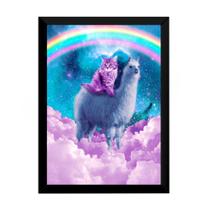 Lindo Quadro Decorativo O Gato E A Lhama 42x29cm