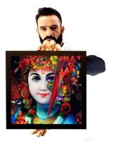 Lindo Quadro Hindu Atrai Paz Lord Krishna 33x33cm Lindo Quadro Hindu Atrai Paz Lord Krishna 33x33cm