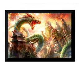 Lindo Quadro Mitologia Japonesa Dragão Mistico 42x29cm