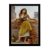 Lindo Quadro Pintura Eugene Blass Carregadora De Agua 42x29 Lindo Quadro Pintura Eugene Blass Carregadora De Agua 42x29