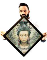 Lindo Quadro Prisma Hindua Bela Face Da Deusa Kuan Yin 46cm