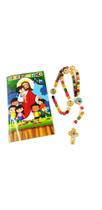 Lindo Terço Para Crianças Colorido Cordão 40 Cm + Oração