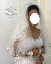 Lindo Véu Curto Para Noivas, Acompanha Pente, Feito De Tule Com Cetim Nas Pontas. Mantilha. Cód: V7
