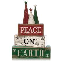 Lineshading, 4 peças, decoração de placas de madeira de Natal