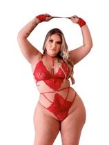 Lingerie Body Plus Size Renda Strappy com Argolas e Strappy